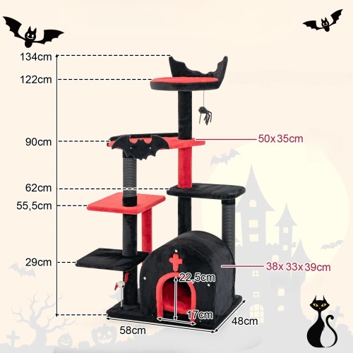 Drapak dla kota z jaskinią i platformami Halloween