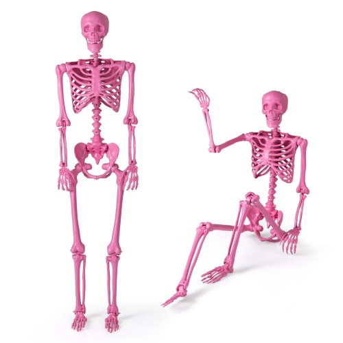 Dekoracja szkielet naturalnej wielkości na Halloween 160 cm Różowy