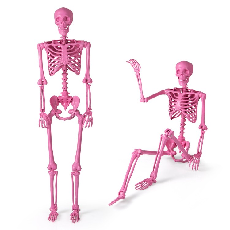 Dekoracja szkielet naturalnej wielkości na Halloween 160 cm Różowy