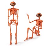Dekoracja szkielet naturalnej wielkości na Halloween 158 cm Pomarańczowy
