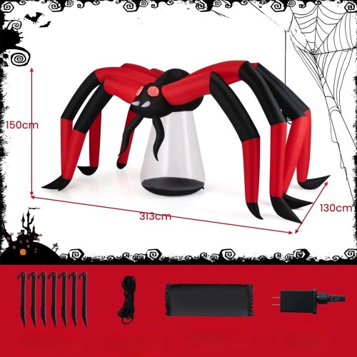 Pająk z oświetleniem LED Dmuchana ozdoba na Halloween