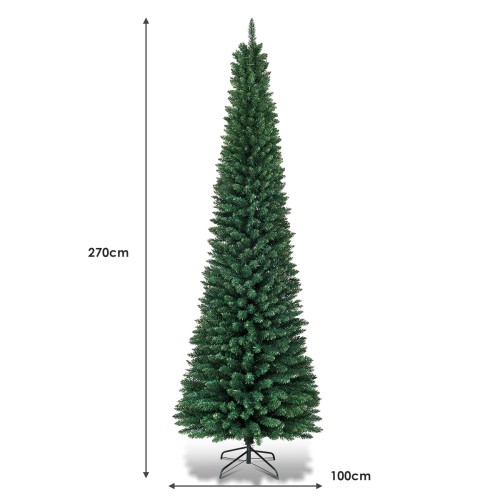 Sztuczna wąska choinka z metalowym stojakiem 270 cm