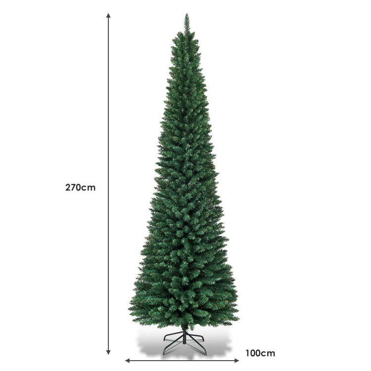 Sztuczna wąska choinka z metalowym stojakiem 270 cm