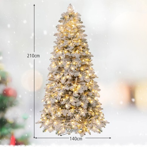 Sztuczna choinka z oświetleniem LED i śniegiem 210 cm
