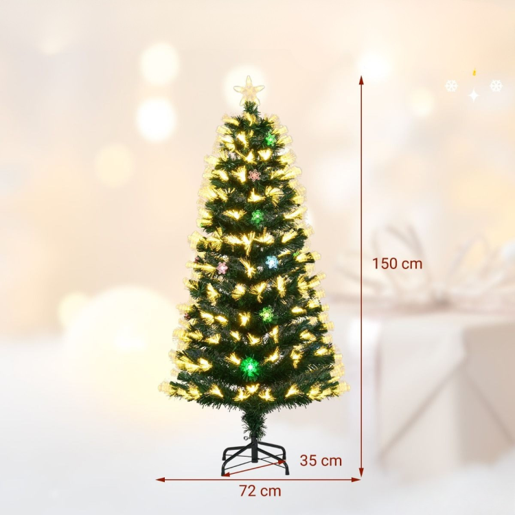 Sztuczna choinka z oświetleniem i gwiazdą 150 cm