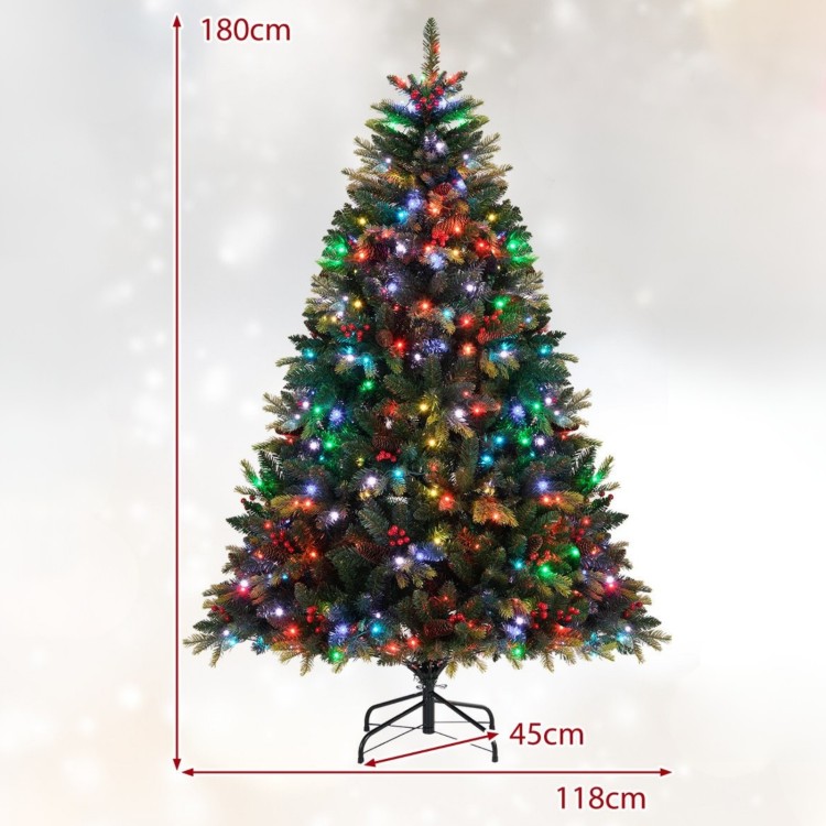 Sztuczna choinka z kolorowymi światełkami 180 cm