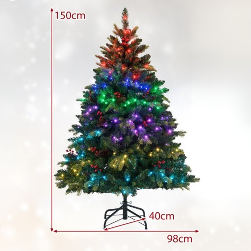 Sztuczna choinka z kolorowym oświetleniem 150 cm