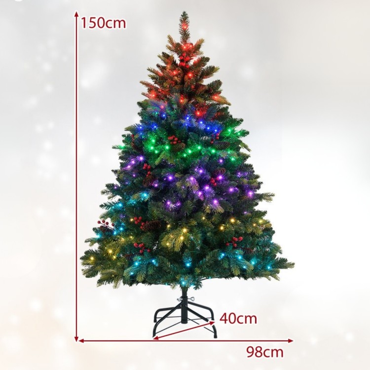 Sztuczna choinka z kolorowym oświetleniem 150 cm