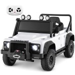 Samochód elektryczny dla dzieci Land Rover Defender biały