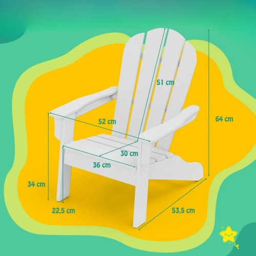 Dziecięce krzesło ogrodowe Adirondack z HDPE Białe