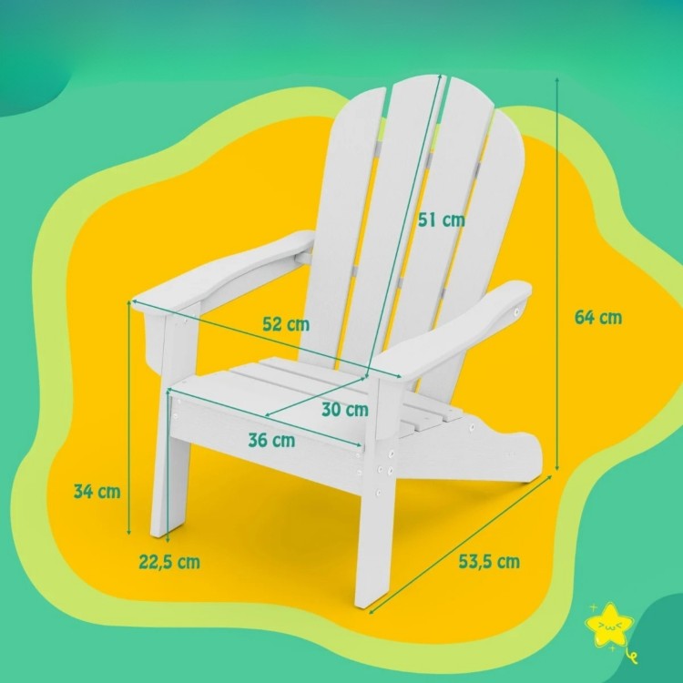 Dziecięce krzesło ogrodowe Adirondack z HDPE Białe