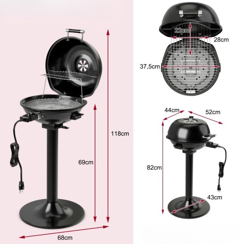 Dwupoziomowy grill elektryczny z wyjmowanym rusztem