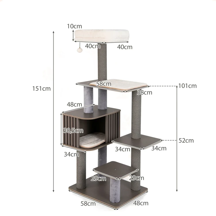 Wielopoziomowy drapak dla kota 151 cm