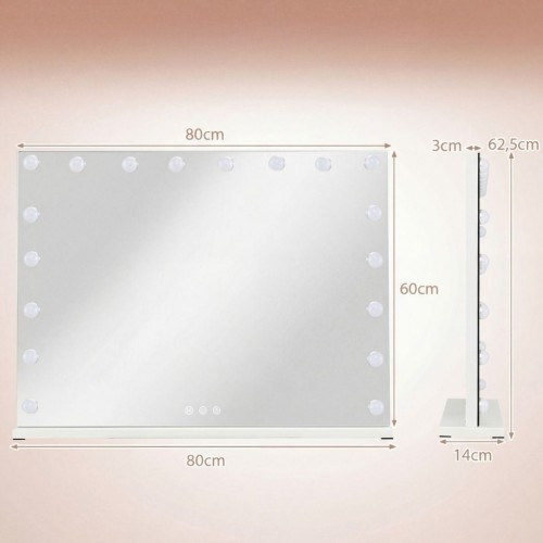 Lustro do makijażu z LED w stylu Hollywoodzkim 80 x 60 cm