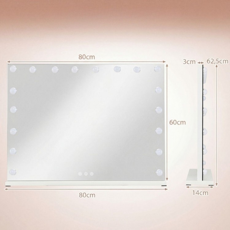 Lustro do makijażu z LED w stylu Hollywoodzkim 80 x 60 cm