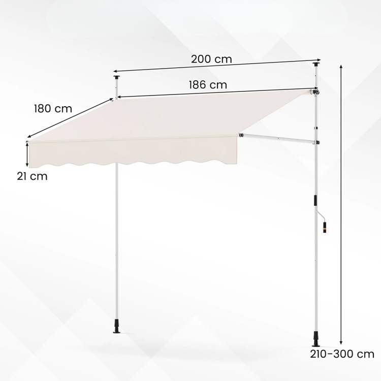 Markiza balkonowa z korbą ręczną 200 cm biała