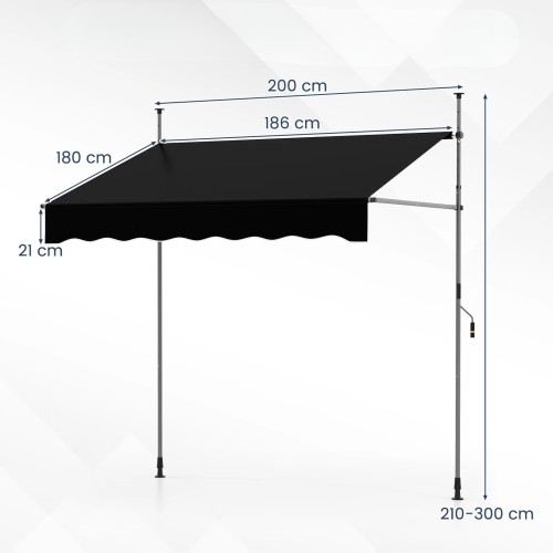Markiza balkonowa z korbą ręczną 200 cm czarna