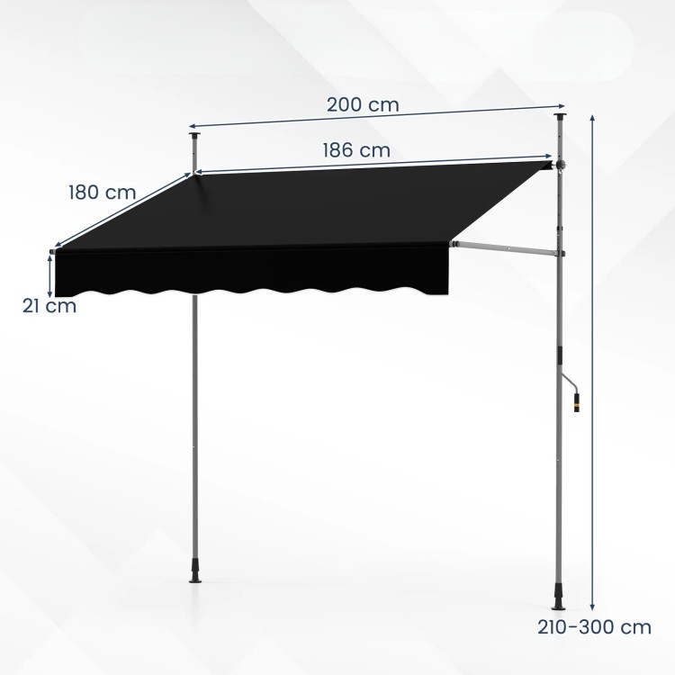 Markiza balkonowa z korbą ręczną 200 cm czarna
