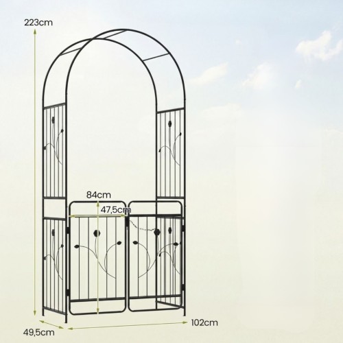 Łuk ogrodowy z kratką do roślin pnących 223cm