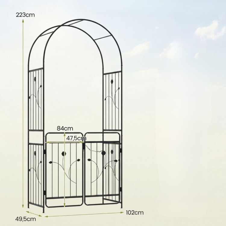 Łuk ogrodowy z kratką do roślin pnących 223cm