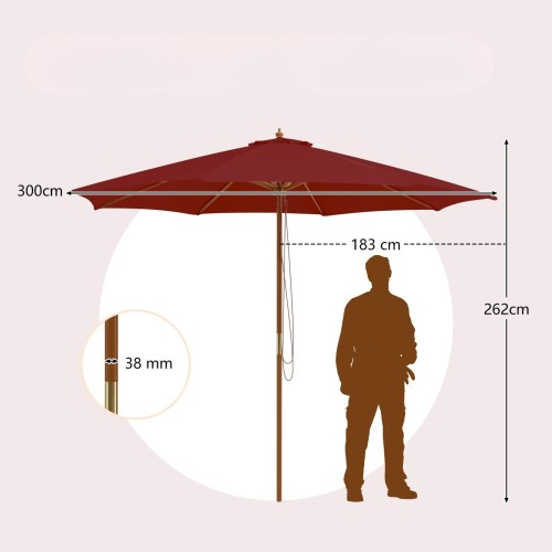 Drewniany parasol ogrodowy 300 x 262 cm