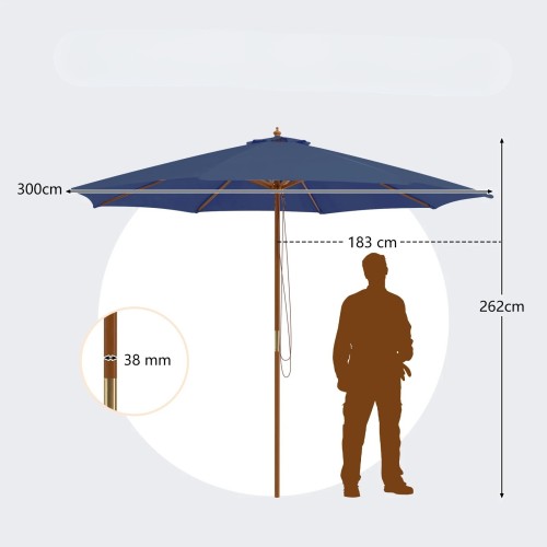 Drewniany parasol ogrodowy 300 x 262 cm