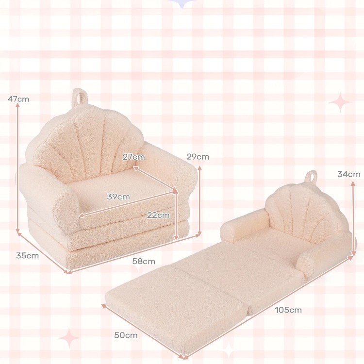 Rozkładana sofa dziecięca w kształcie muszelki