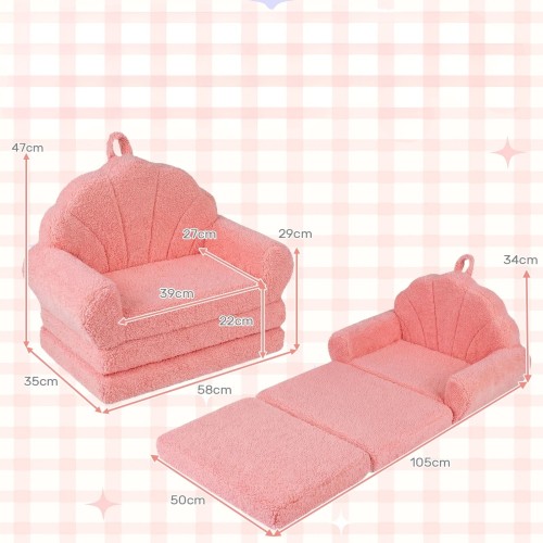 Rozkładana sofa dziecięca w kształcie muszelki