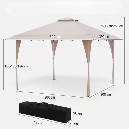 Pawilon ogrodowy z podwójnym dachem 390 x 390 cm