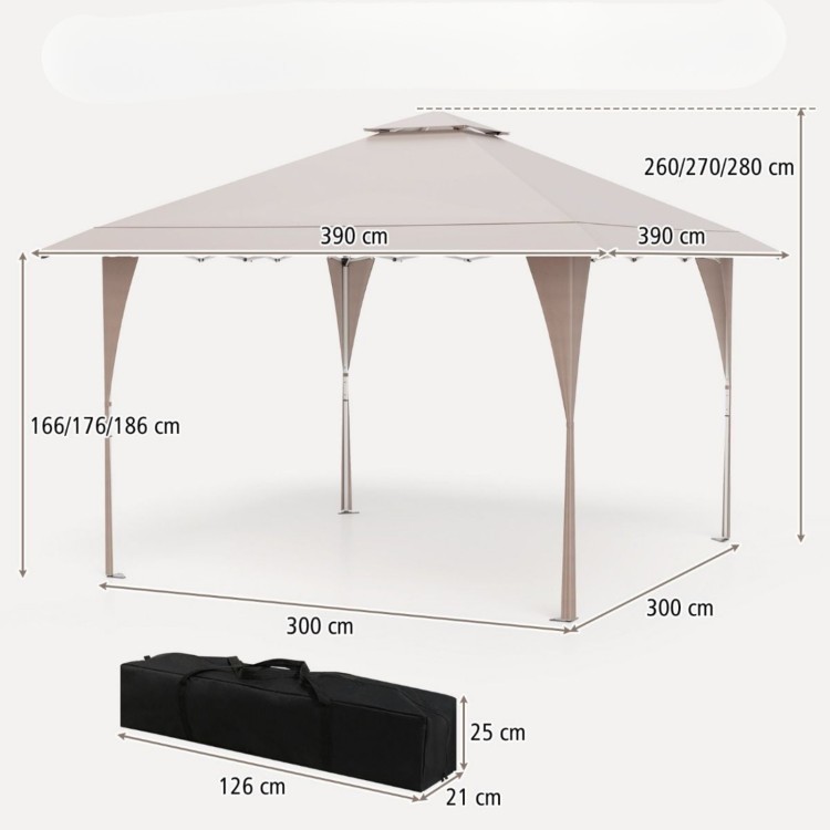 Pawilon ogrodowy z podwójnym dachem 390 x 390 cm