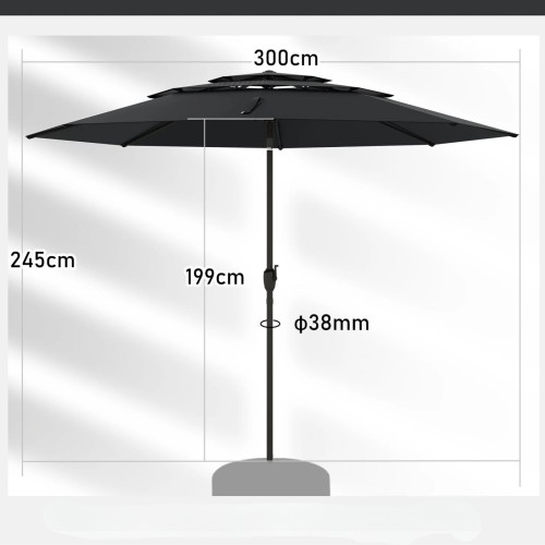 Regulowany parasol ogrodowy o średnicy 300 cm
