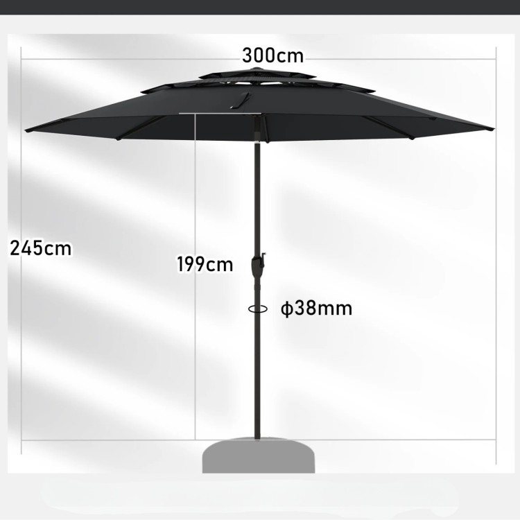 Regulowany parasol ogrodowy o średnicy 300 cm