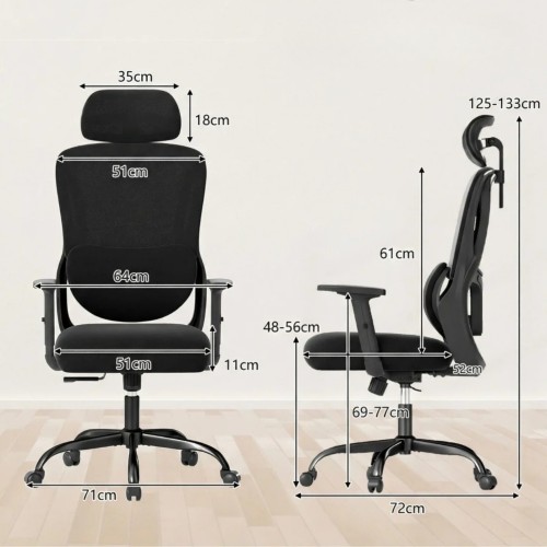 Ergonomiczne krzesło biurowe z regulowanym zagłówkiem