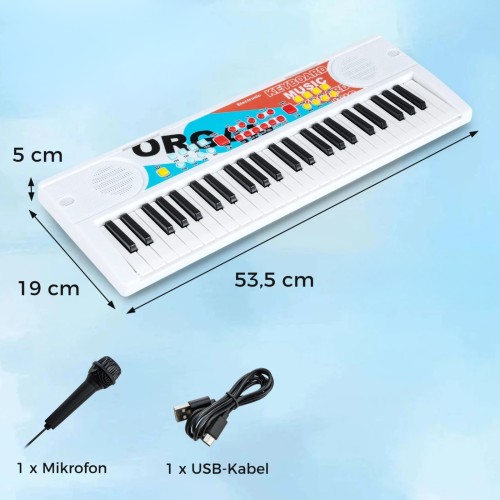 49-klawiszowy keyboard dla dzieci biały