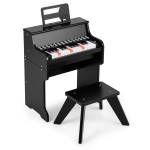 Mały dziecięcy keyboard cyfrowy z taboretem czarny