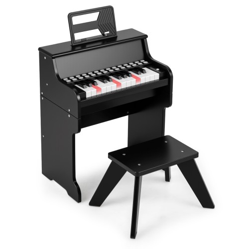 Mały dziecięcy keyboard cyfrowy z taboretem czarny