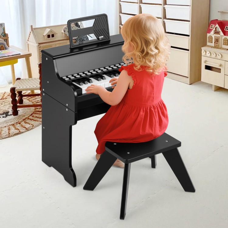 Mały dziecięcy keyboard cyfrowy z taboretem czarny
