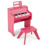 Mały dziecięcy keyboard cyfrowy z taboretem różowy