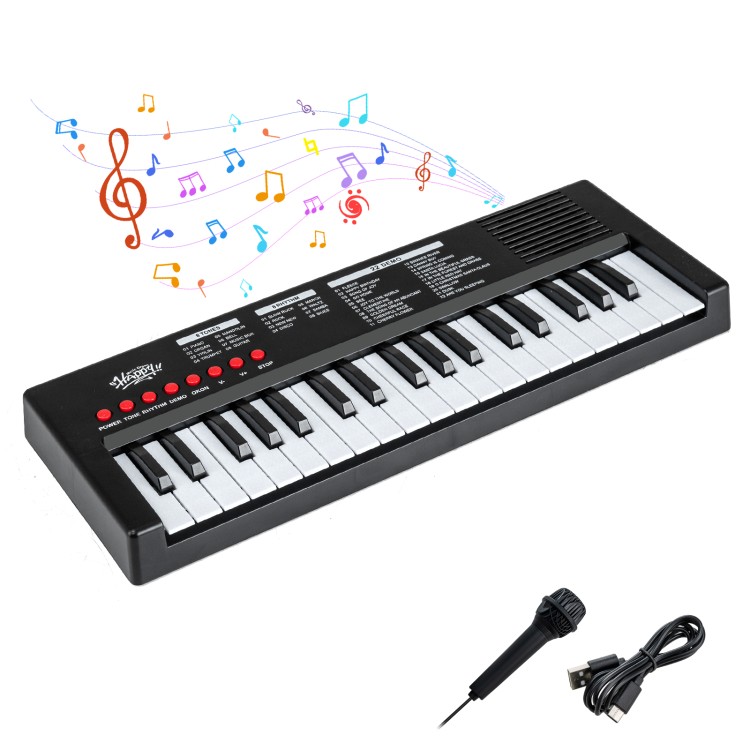 37-klawiszowy keyboard dla dzieci czarny