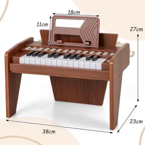 Keyboard 25-klawiszowy dziecięcy brązowy