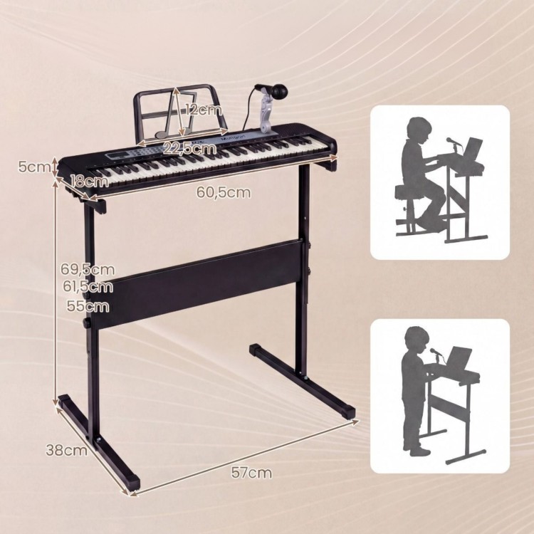 61-klawiszowy keyboard dla dzieci z regulowanym statywem