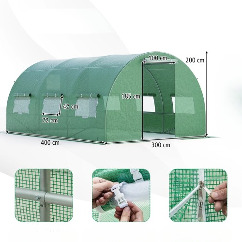 Szklarnia foliowa z metalową ramą 4 x 3 x 2m