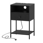 Szafka nocna ze stacją ładującą czarna