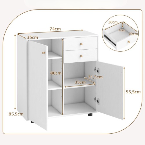 Komoda z 2 szufladami biała