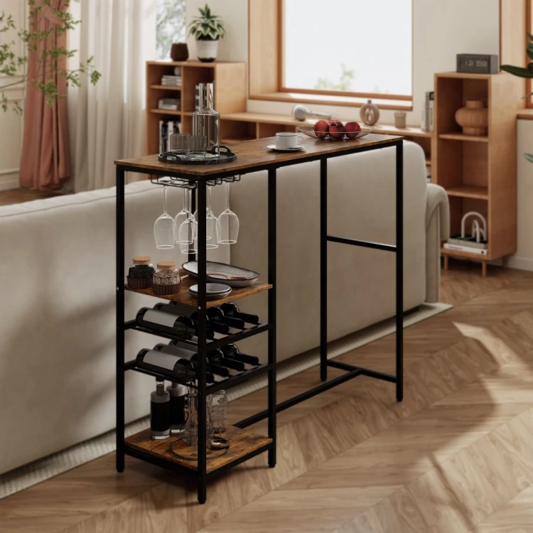 Stolik barowy ze stojakami na wino