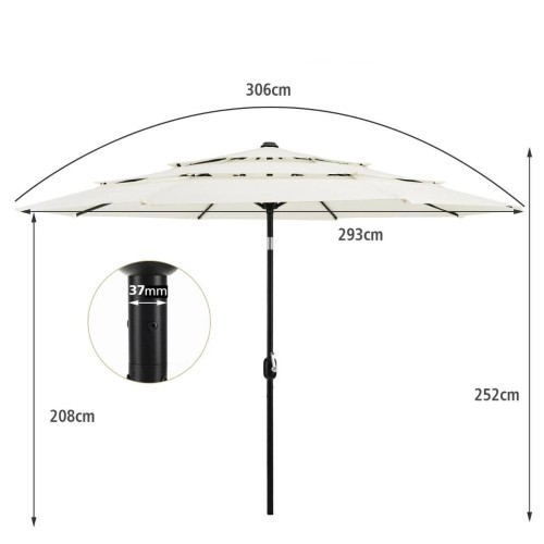 Parasol ogrodowy duży 306 x 252 cm