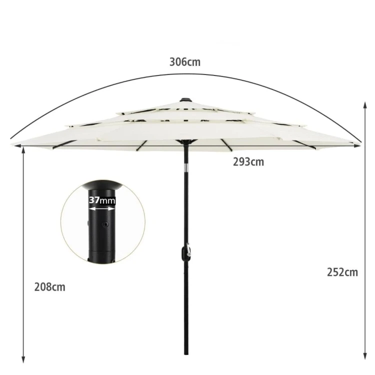 Parasol ogrodowy duży 306 x 252 cm