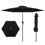 Parasol ogrodowy z korbką i regulacją 230 cm czarny