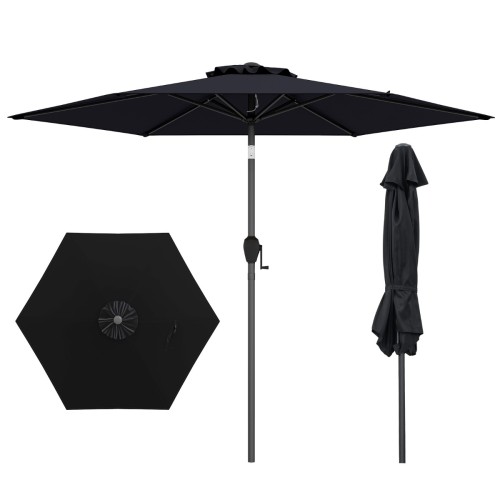 Parasol ogrodowy z korbką i regulacją 230 cm czarny