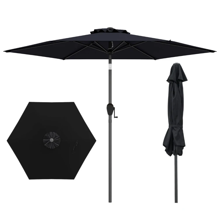 Parasol ogrodowy z korbką i regulacją 230 cm czarny